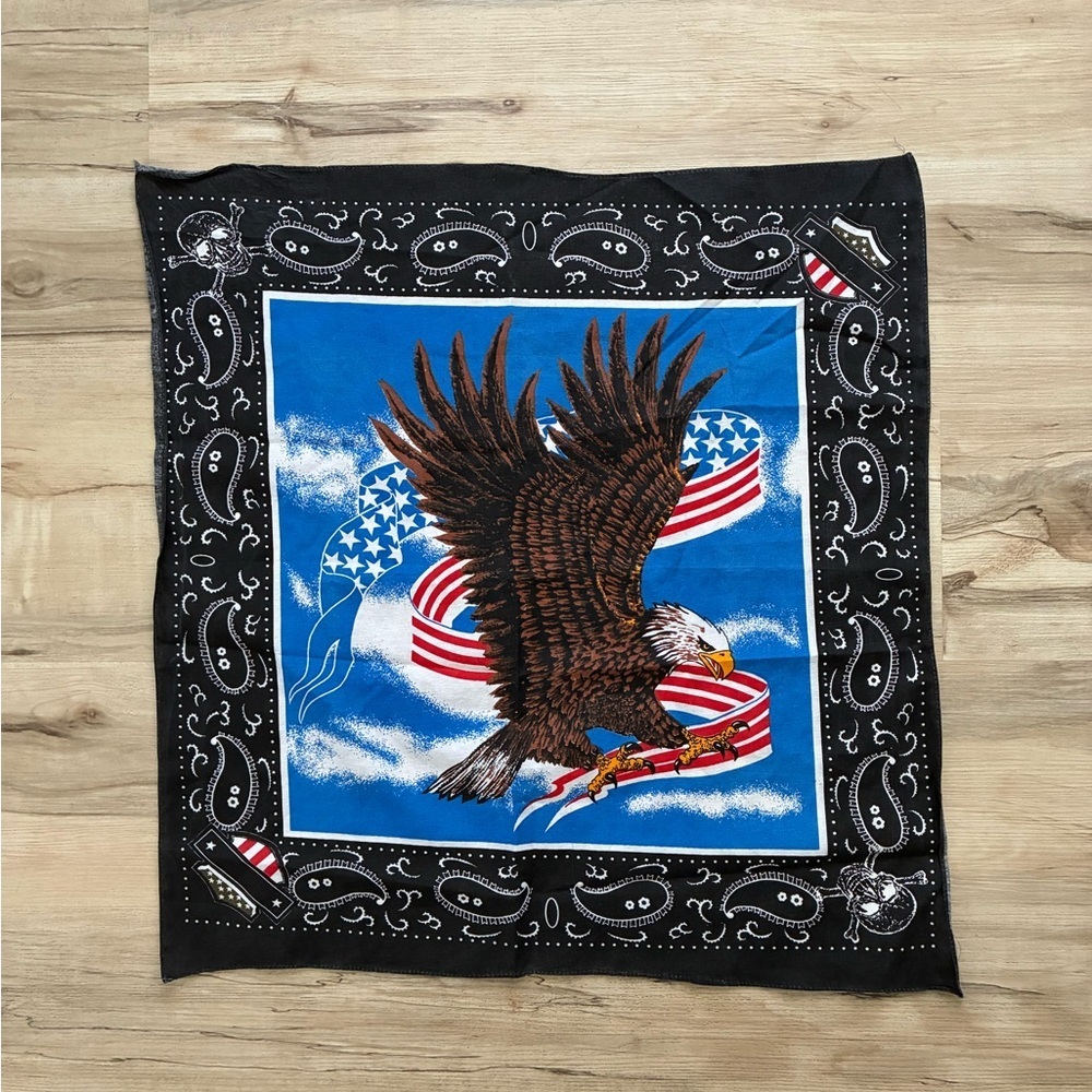 Eagle & American Flag Bandana - Blue, Black, Brown